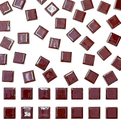 70 Pieces Coffee Ceramic Mosaic Tiles for Crafts 4/5" Square Mosaic Tiles Stained Ceramic Sheets Craft Material Supplies for House Number Making Flower Pots DIY Mosaic Table Home Decor