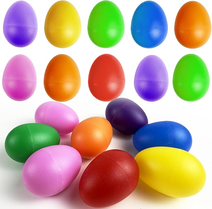 GIFTEXPRESS 18 PCS Easter Egg Shakers for Kids – Colorful Percussion Musical Maracas for Toddlers, Baby Sensory Toys, Easter Basket Fillers, Preschool Rhythm Instruments, Classroom Noise Makers