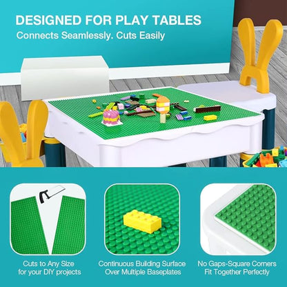 Lekebaby Classic Baseplates Building Base Plates 100% Compatible with Major Brands Baseplates 10" x 10", Pack of 6, Green Blue and White