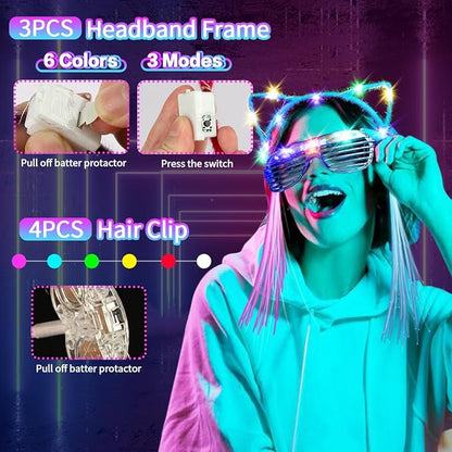 JOJUJB 290PCS Glow in the Dark Party Supplies for Kids Adults,Light Up Party Favors with Light Up Toy Glasses,100 Glow Sticks Bulk Party Pack DIY Glow Necklaces,Bracelets