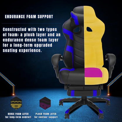 Gaming Chair High Back Ergonomic Racing Computer Desk with Comfortable Lumbar Support and Headrest Girl Gamer Height Adjustable