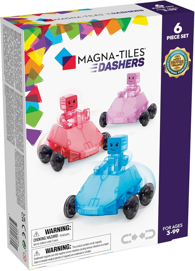 MAGNA-TILES Dashers 6-Piece Magnetic Construction Set, The Original Magnetic Building Brand, Small