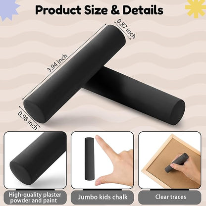 Fulmoon 40 Pcs Jumbo Sidewalk Chalk for Kids Outdoor Art Non Toxic Large Washable Street Chalk for Adults Drawing Painting Graffiti Classroom(Black,Round Style)