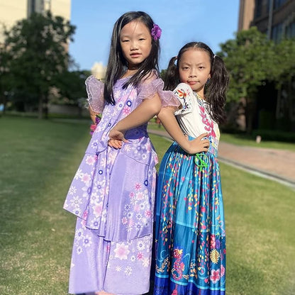 Kids Mirabel Cosplay Costume Girls Isabela Magical Princess Dresses Halloween Party Dress Up Suit