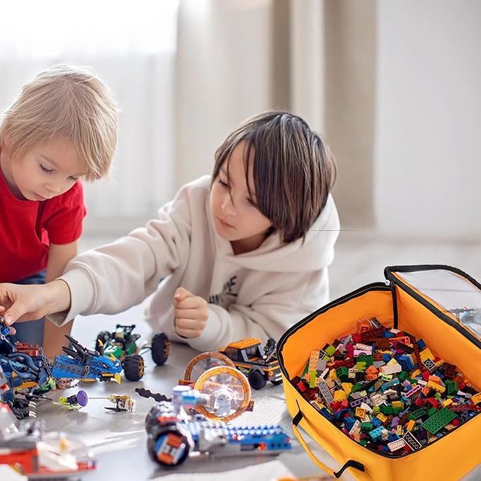 4 PCS Toys Storage Bag, Classic Bricks Building Set Storage Bag, Travel Case for Building Toys, Puzzles,X Large Size