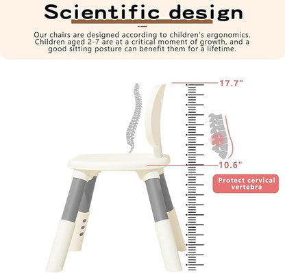 3 Level Height Adjustable Kids Chairs Plastic Preschool Chair Durable and Lightweight Child Chair with a Maximum Load Capacity of 130 pounds Suitable for Day Care, Classroom, and Home (2-Pack Grey)