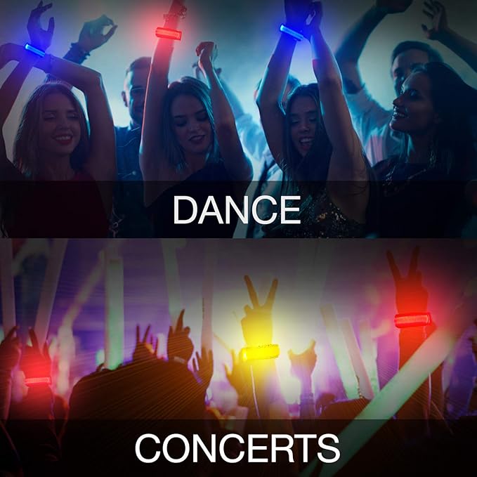KIRALUMI 24 PCS LED Glow Bracelets, Light Up Bracelets for Kids Adults - Glow in The Dark Party Bracelets Favors Supplies for Christmas, Concerts, Festivals, Game Prizes, Sports, Rave Accessories.