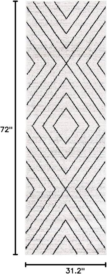 SAFAVIEH Adirondack Collection Runner Rug - 2'6" x 6', Ivory & Grey, Modern Geometric Design, Non-Shedding & Easy Care, Ideal for High Traffic Areas in Living Room, Bedroom (ADR251A)