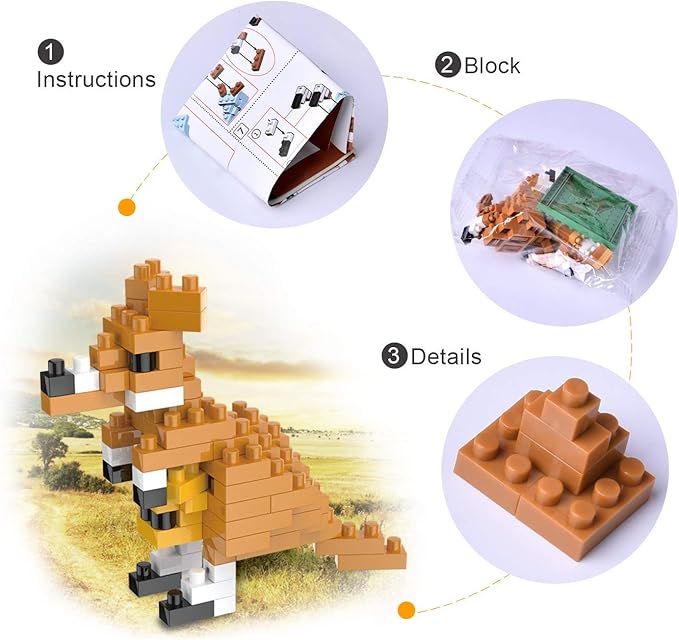 FUN LITTLE TOYS Party Favor for Kids, Mini Animals Building Blocks Sets Goodie Bags Stuffers for Kid, Small Toy Prizes, 12Pack Birthday Party Favor Valentines Gifts for Kids Class Prize