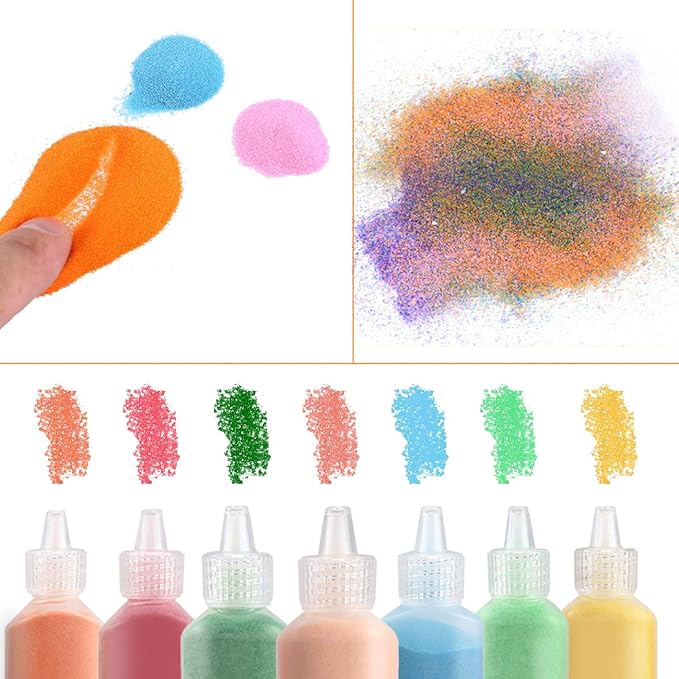 Fottaqqan 12 Pcs Art Sand,Colored Sand Kit,DIY Arts & Crafts Sand for Kids,Fine Sand for Wedding Decor,Painting,Children