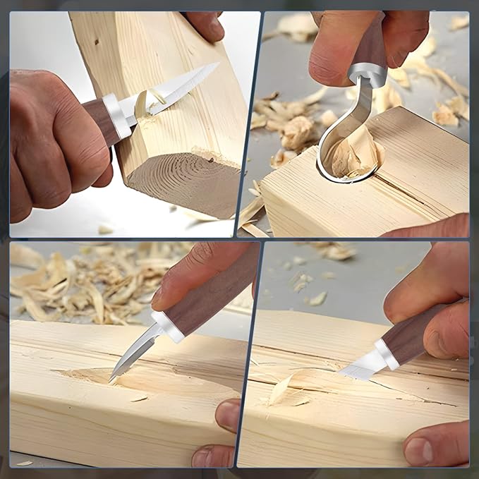 VIBRATITE Wood Carving Tools Kit, 19 PCS Wood Carving Knife Set with Spoon Blanks, Whittling Knife, Wood Whittling Kit for Beginners, Kids, Adults Woodworking DIY