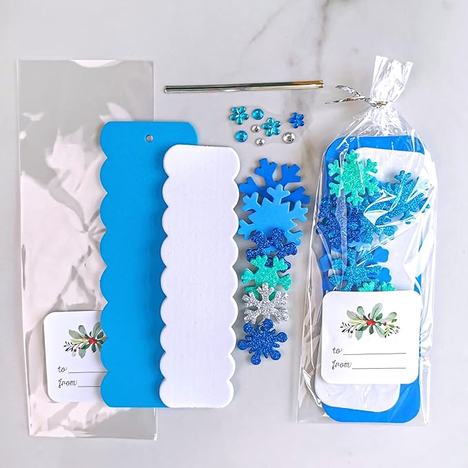 Winlyn 24 Sets Christmas Craft Kits Winter Crafts DIY 3D Christmas Snowflake Bookmarks Art Sets Snowflake Foam Stickers Arts and Crafts for Kids Party Favor Holiday Seasonal Home Classroom Activities