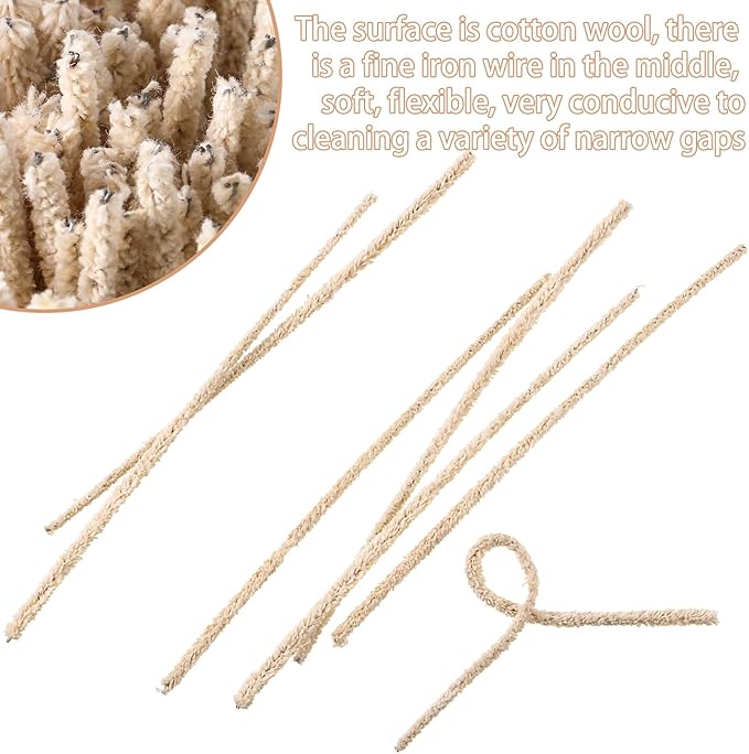Patelai 150 Pieces 6 Inch Long Soft Pipe Cleaners Long Chenille Stems Twistable Cleaners with Storage Box for Removing Dirty Cleaning Glass Ceramic(Beige)