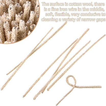 Patelai 150 Pieces 6 Inch Long Soft Pipe Cleaners Long Chenille Stems Twistable Cleaners with Storage Box for Removing Dirty Cleaning Glass Ceramic(Beige)