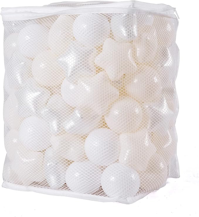 GOGOSO Star Ball Pit Balls for Toddlers, Star Beige Plastics Balls for Ball Pool Birhtday Party Girls Kids with Storage Bag, 2.17inches 100pcs/sets for Friendship Bracelet
