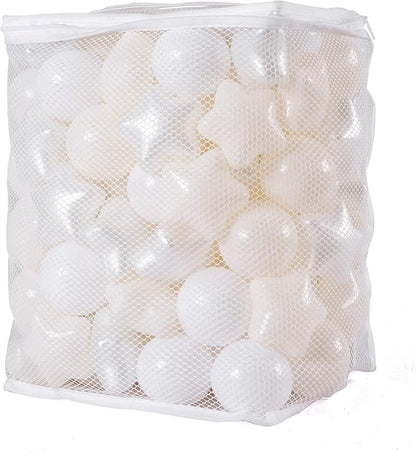 GOGOSO Star Ball Pit Balls for Toddlers, Star Beige Plastics Balls for Ball Pool Birhtday Party Girls Kids with Storage Bag, 2.17inches 100pcs/sets for Friendship Bracelet