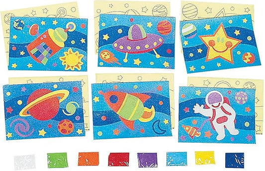 Fun Express Awesome Outer Space! Sand Art - Crafts for Kids and Fun Home Activities - VBS Vacation Bible School Supplies/Decor