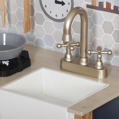 Toy Kitchen Playset for Kids, Electronic Play Stove with Light&Sounds, Pretend Play Cooking Toys Kitchen Set with Cookware Accessories,Toddlers Kitchens Toys Festival Gift for 3+ Year Old Boys Girls