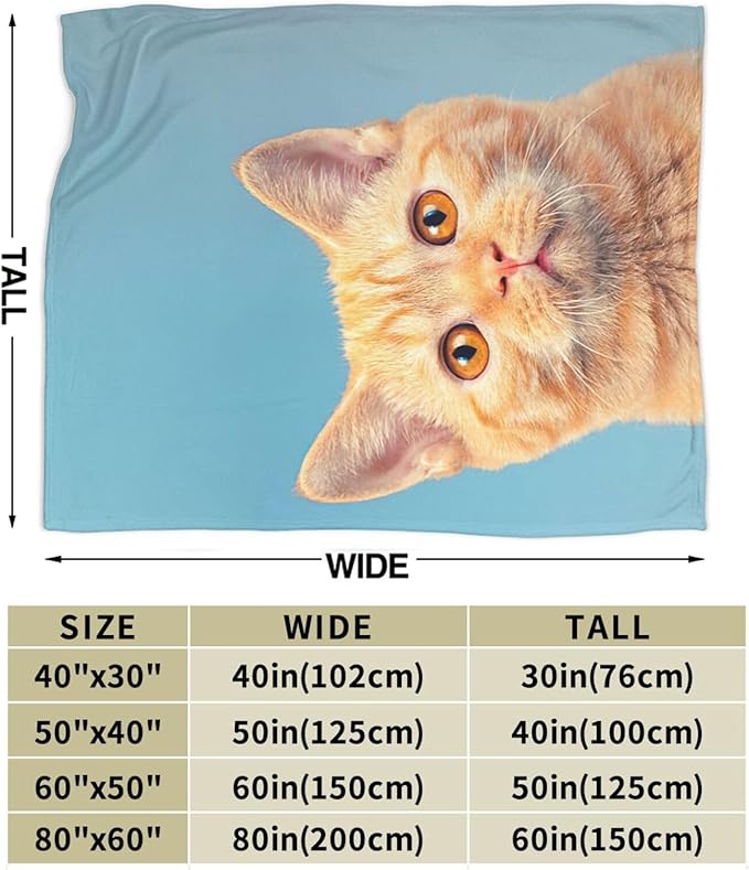 Cat Throw Blanket Colorful Cute Cat Plush Fleece Soft Cozy Cat Gifts Blanket for Kids Girls Adults Couch Bed Chair Office Dorm Decor 40''X50''