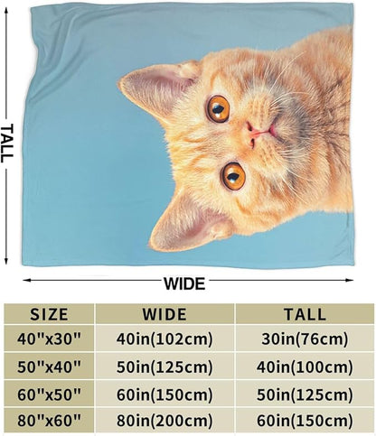 Cat Throw Blanket Colorful Cute Cat Plush Fleece Soft Cozy Cat Gifts Blanket for Kids Girls Adults Couch Bed Chair Office Dorm Decor 40''X50''