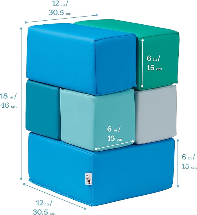 ECR4Kids Softzone Foam Big Building Blocks, Soft Play for Kids (7-Piece Set), Toddler blocks, Contemporary