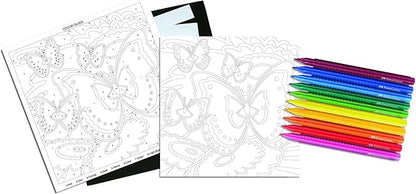 Faber-Castell Color by Number Bloomin' Butterflies - Color and Display 1 Color by Number Board, Red, 14 Piece Set