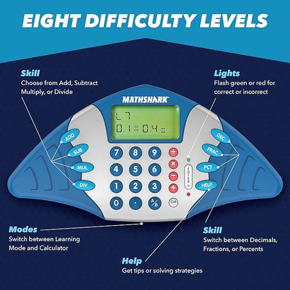 Educational Insights MathShark Digital Math Game, Handheld Electronic Math Learning Game For Kids, Ages 6+
