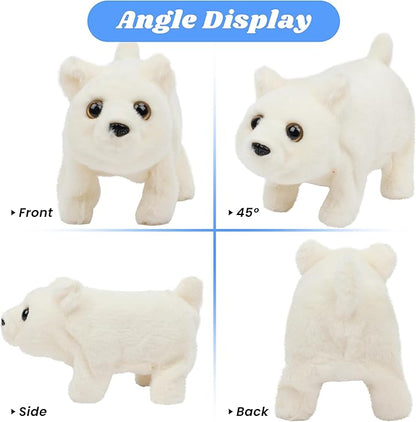 Hopearl Walking Polar Bear Interactive Electronic Pet Plush White Bear Toy with Sounds and Movements Animated Shaking Head Gifts for Toddlers Birthday, 9''