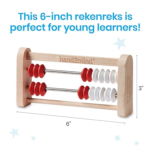 hand2mind Mini 20 Bead Wooden Rekenrek, Abacus for Kids Math, Math Manipulatives Kindergarten, Counting Rack for Kids, Counters for Kids Math, Educational Toys for Elementary Kids (Set of 4)