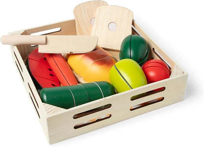 Melissa & Doug Cutting Food Play Food Set With Wooden Pieces, Knife, Cutting Board