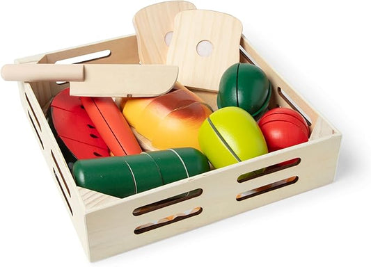 Melissa & Doug Cutting Food Play Food Set With Wooden Pieces, Knife, Cutting Board