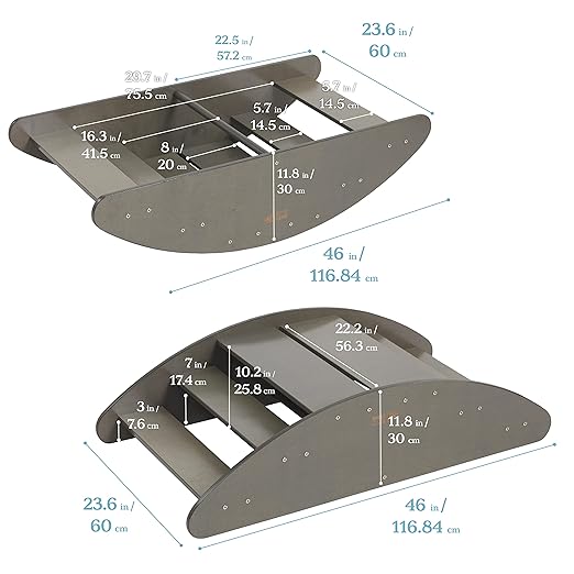 ECR4Kids Rocking Boat and Steps, Play Center, Grey Wash