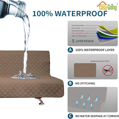 Easy-Going Sofa Slipcover Futon Cover Waterproof Couch Cover Furniture Protector Cover Pets Covers Whole Fabric No Stitching Non-Slip Fabric Pets Kids Children Dog Cat (Futon, Camel)