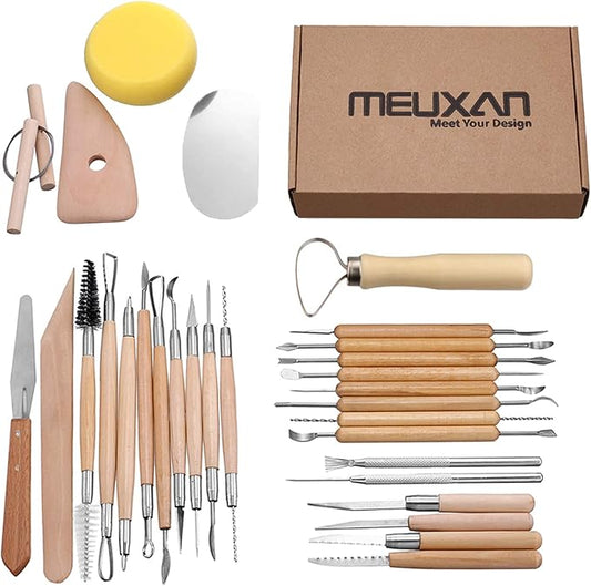 Meuxan 30PCS Pottery Tools Clay Sculpting Tool Set
