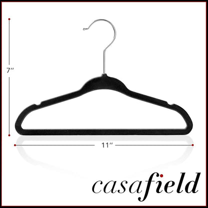 Casafield 50 Velvet Baby Hangers - 11" Size for Infant & Toddler Clothes - Black