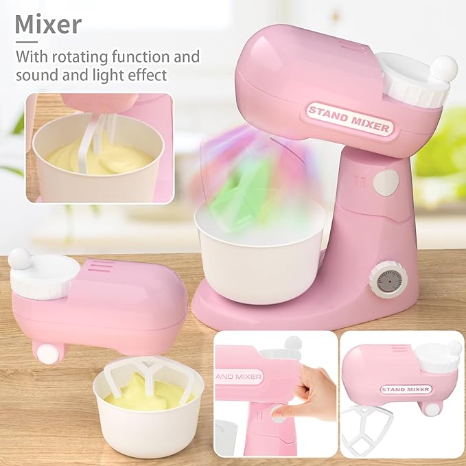 Kitchen Appliances Toys, Toy Kitchen Set for Kids Play Kitchen Accessories Set, Blender, Coffee Maker Machine, Mixer and Toaster. Girls Toys Ages 4-8