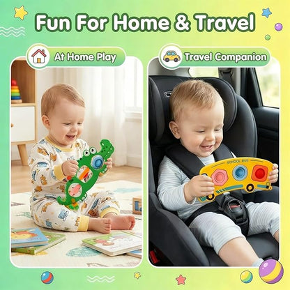 7 Pcs Fidget Popper Sensory Toys for Airplane Travel, Toddler Car Activities, Montessori Toys, Sensory Toys for Autistic Kids, Pop Fidget Toys for Toddlers 1-3 Years Old
