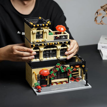 ENJBRICK Flowers City Restaurant Assembly Square Building kit for Adutls,Creator Building Sets for Girls 8-12 Years 1489 pcs