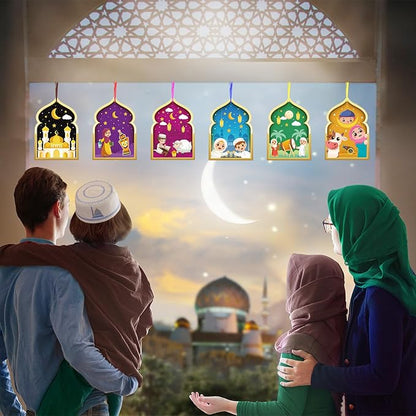 Fennoral 24 Pack Ramadan Crafts for Kids Make You Own Ramadan Foam Sticker Ornaments DIY Arts and Crafts for Kids Girls Boys Art Project Eid Mubarak Kareem Mosque Decoration