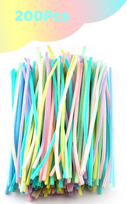 Caydo 200 Pieces Macaroon Color Pipe Cleaners Craft Chenille Stems for DIY Art Creative Crafts Party Decorations (12 Inch x 6 mm)