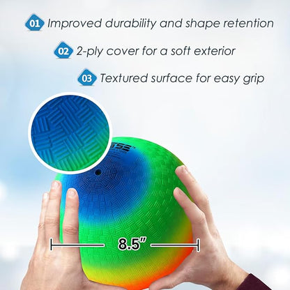 GSE Games & Sports Expert 5"/7"/8.5"/10" Inflatable Playground Ball, Kickball, Bouncy Dodge Ball, Handball for Kid/Adult, Perfect for Recess Ball Games, Gym, Yoga Exercises, Schools Sports Activities