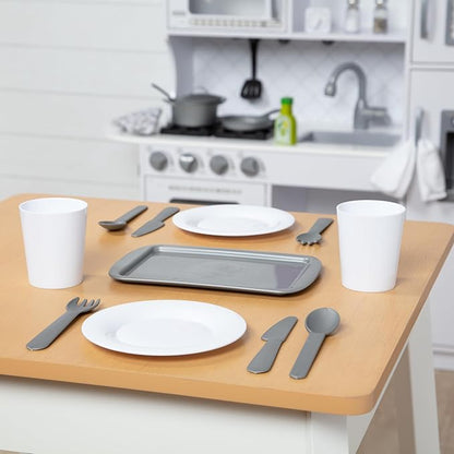 Melissa & Doug 22-Piece Play Kitchen Accessories Set - Utensils, Pot, Pans, and More , White