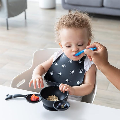 Bumkins Disney Baby Utensil Set, Silicone Trainer Spoons for Dipping, Soft Tip, Self-Feeding, Chew, Baby Led Weaning, First Year Training Supplies, Essentials First Eating, 4 Mos, 2-pk Mickey Mouse