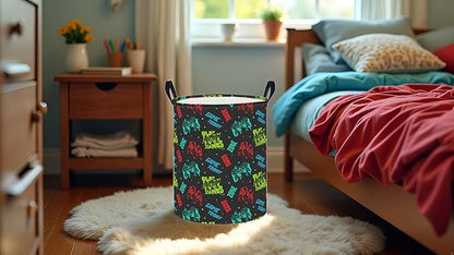 CLOCOR Large Laundry Basket,Waterproof Nursery Hamper,Collapsible Fabric Storage Container,Room Decor,Gift Basket（Game On