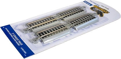 Bachmann Trains - Snap-Fit E-Z TRACK 3” STRAIGHT TRACK (4/card) - NICKEL SILVER Rail With Gray Roadbed - HO Scale