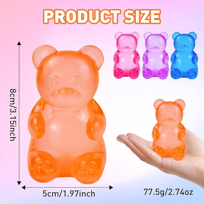 Stress Bear Taba Squishy Balls, Bear Toy Taba Squishy Toys for Kids Stress Relief Squeeze Balls for Valentines Day Gifts Birthday Gifts Party Favors- Orange
