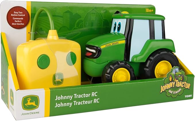 John Deere Radio Controlled Johnny Tractor Toy - Includes Easy to Use Remote Control Toy - Green John Deere Tractor Toys - John Deere Toys - Ages 18 Months and Up