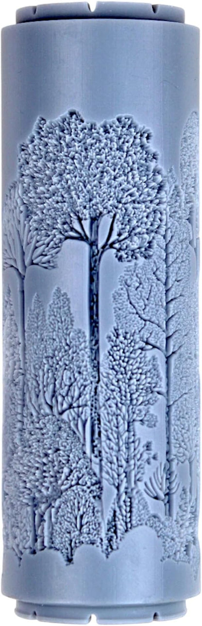 Woodland Silhouette Grove Clay Texture Roller (4") - Seamless Meadow Set #01 - Embossing Pattern Roller for Polymer & Ceramic Clay, Pottery & Crafts