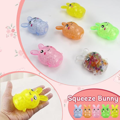 Easter Basket Stuffers, 6 Pack Squishy Easter Bunny Stress Balls for Adults, Easter Egg Fillers, Easter Toys Stress Relief Fidget Balls for Party Favors, Classroom Prizes