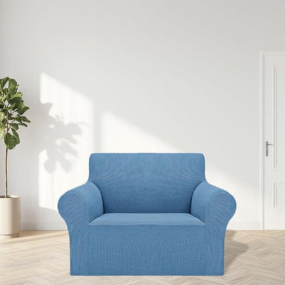 2025 New Stretch Chair Sofa Slipcovers Couch Cover for 1 Seater Furniture Protector Sofa Covers with Elastic Bottom Jacquard Fabric Small Checks for Pets, Kids - Riverside